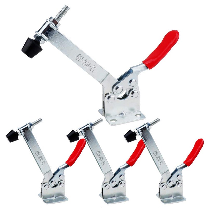 E-TING 4Pcs Hand Tool Toggle Clamp 201B-Upgrade Horizontal Clamp Antislip Quick Release Tool (Longer 201BL Toggle Clamp) - Image 1