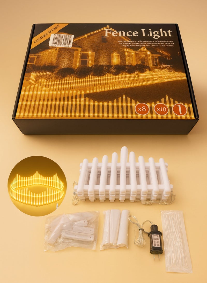 Warm White LED Fence Light Decorative Garden Lights – Snap-Type Fence Panels with 8 Lighting Modes | IP44 Waterproof | Solar / Plug Powered Outdoor Festival & Landscape Lighting - Image 1