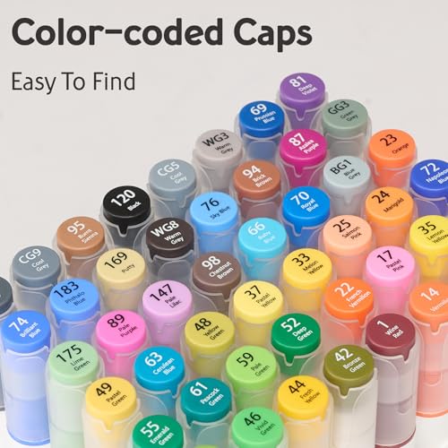 NUOVI Art Markers 48 Shades | Super Blendable Alcohol Based Ink, Smudge Free Colors | Dual Tip Fine & Chisel Tip Markers for Drawing, Colouring & Sketching - Image 4