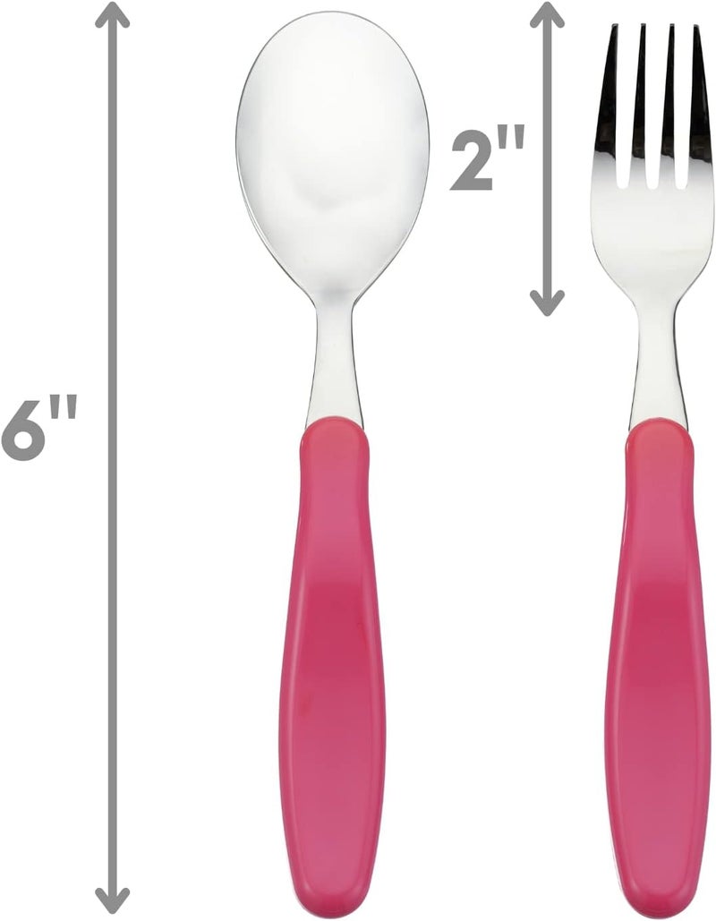 Innobaby Din Din Smart EZ Grip Spoon and Fork with Carrying Case Utensil Set for Kids and Toddlers BPA Free Pink - Image 3