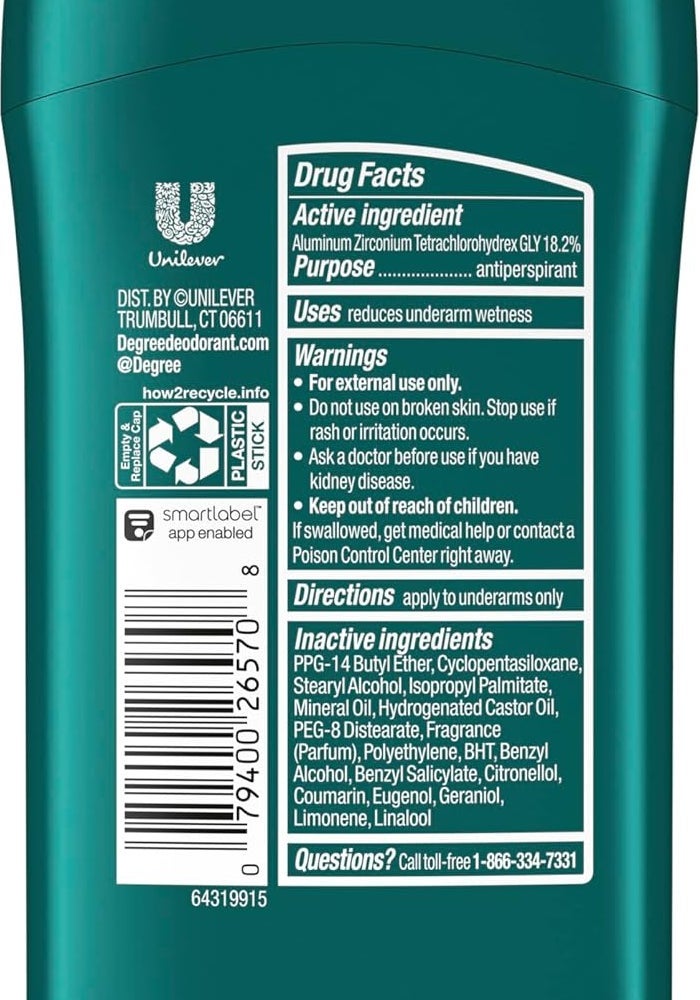 Degree Men Sport Antiperspirant Deodorant - 48-Hour Sweat and Odor Protection, 2.7 oz, Pack of 6 - Image 2