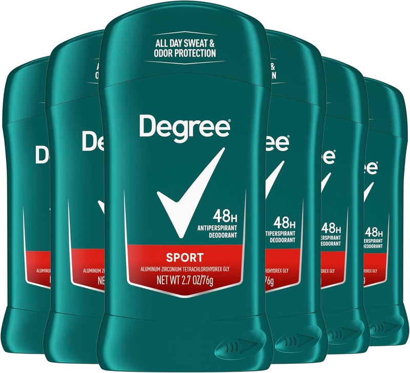 Degree Men Sport Antiperspirant Deodorant - 48-Hour Sweat and Odor Protection, 2.7 oz, Pack of 6 - Image 1