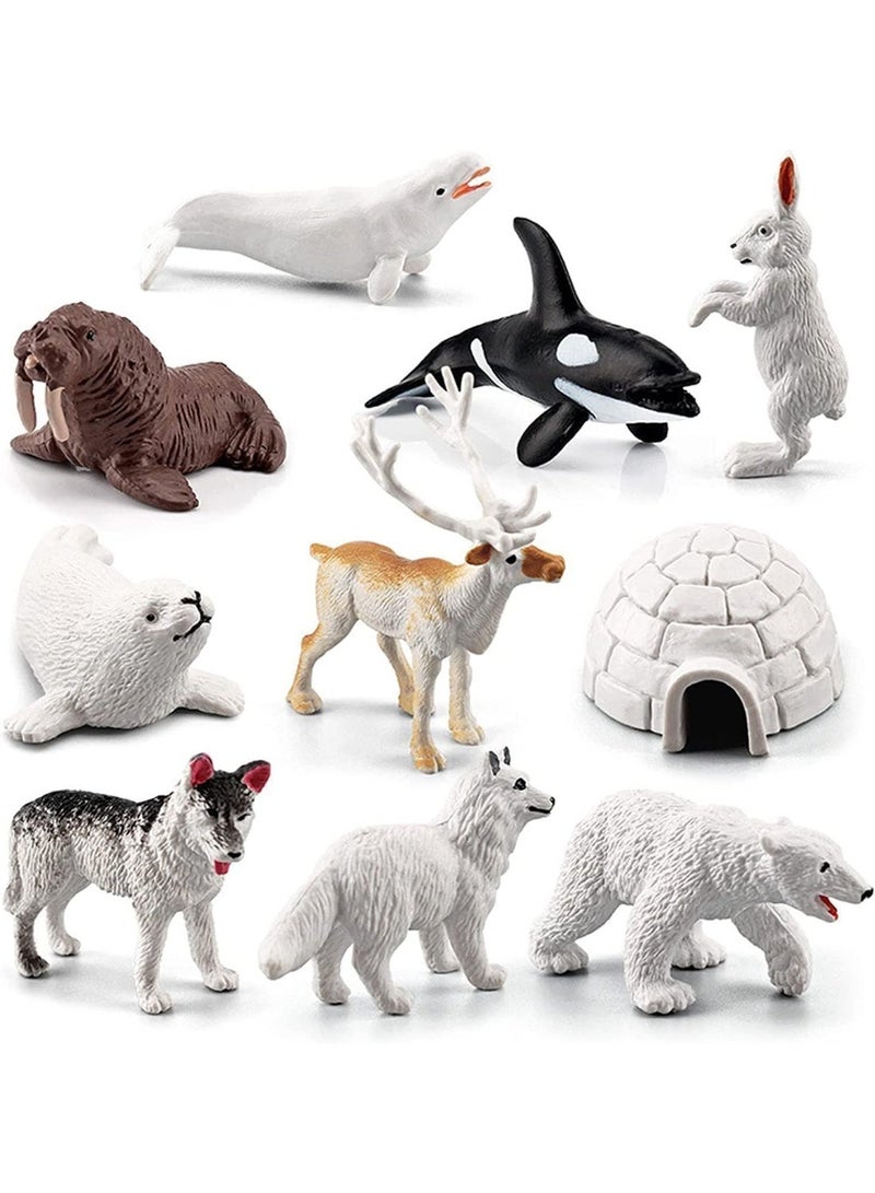 ChicAbode 10 Pcs Polar Animals Figurines, Arctic Animal Figurines Set, Realistic Animal Models, Arctic Circle Ocean Sea Animal Figurines Playset, Improving Children's Concentration, for Kids, Educational - Image 1