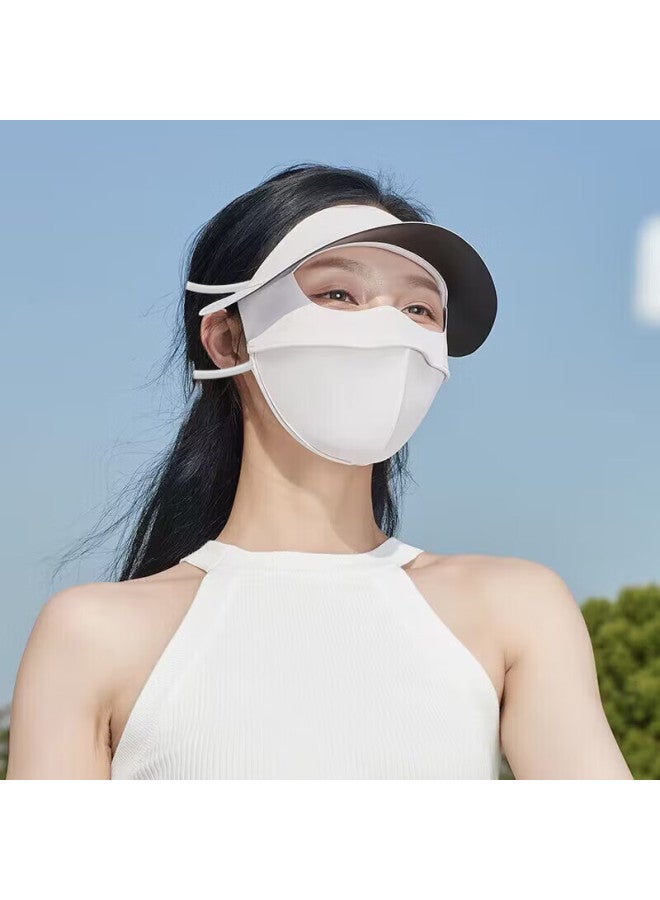 Move Iron Summer Sun Protection Face Mask, Outdoor Sports Cycling Sunshade Mask, Thin Style For Men And Women, Ice Silk With Brim Full Face Mask, Gray