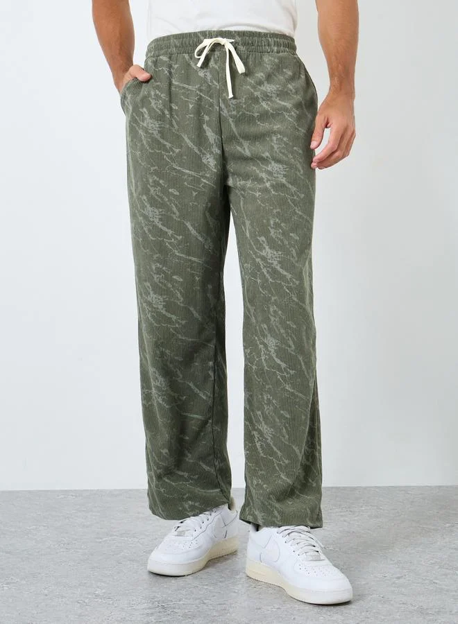 Styli Men Wide Leg Baggy Pants with Drawcord Waist