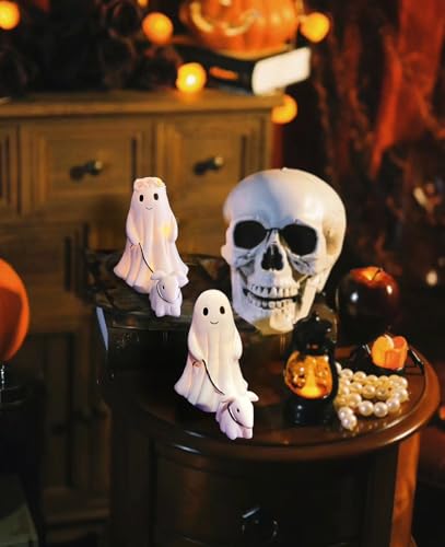 RWSEFK Display Statue Nightlight Ghost Walking Dog, Warm Lighted Indoor Figurine Lamps, Halloween Decors Spooky Dog Light, Cute Decorations for Party, Home, Bedroom, Shelf, Table Centerpiece (Girl) - Image 4