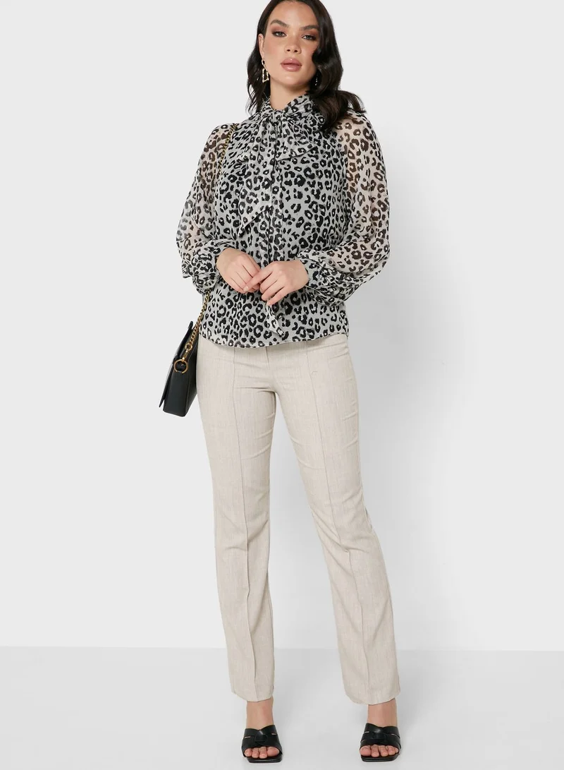 Bardot Balloon Sleeve Printed Top