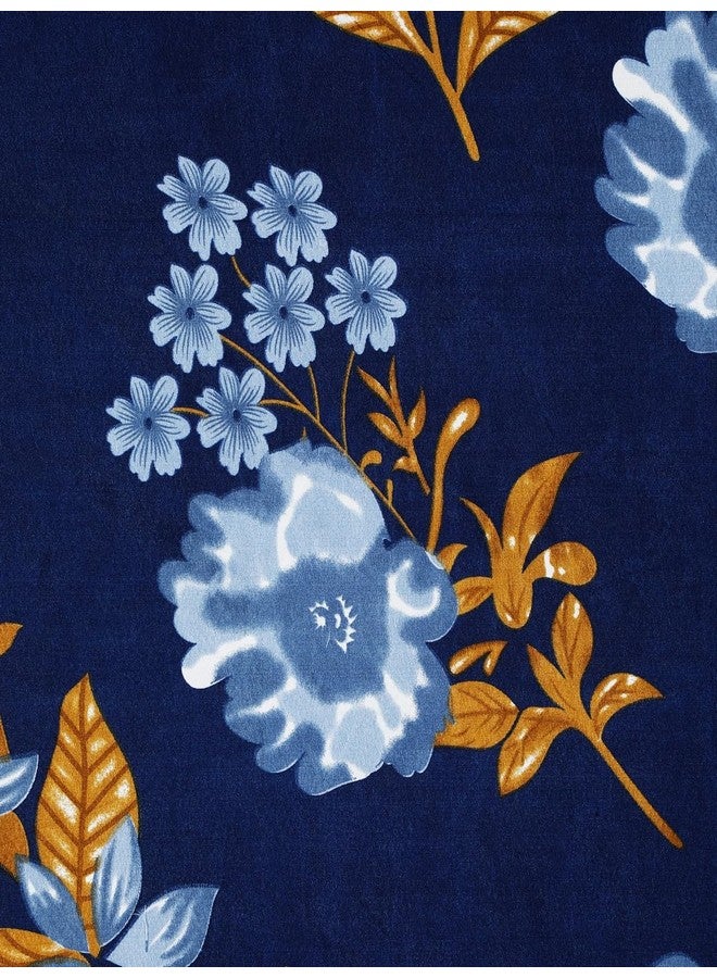 Fashion String 144TC Floral Lush Dark Blue Double Bedsheet with 2 Pillow Covers - Image 4