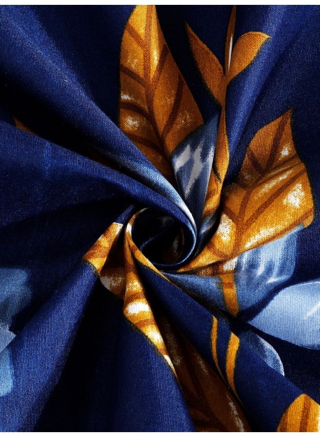 Fashion String 144TC Floral Lush Dark Blue Double Bedsheet with 2 Pillow Covers - Image 5