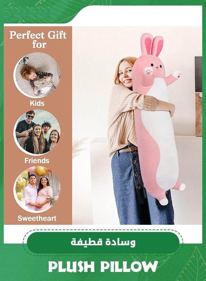 دوركو وسادة قطيفة بشكل أرنب 75 سم، حيوانات محشوة بشكل أرنب، وسادة إسفنجية طويلة، وسادة معانقة للنوم، وسادة جسم كوني عملاقة، هدايا محببة، لعبة حيوانات محشوة - Image 2