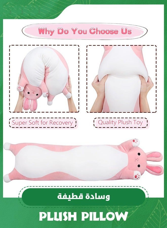 دوركو وسادة قطيفة بشكل أرنب 75 سم، حيوانات محشوة بشكل أرنب، وسادة إسفنجية طويلة، وسادة معانقة للنوم، وسادة جسم كوني عملاقة، هدايا محببة، لعبة حيوانات محشوة - Image 4