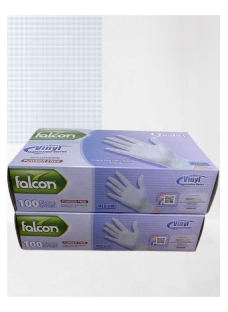 Falcon Powder Free Vinyl Examination Gloves Blue Medium( Pack of 2) - Image 2