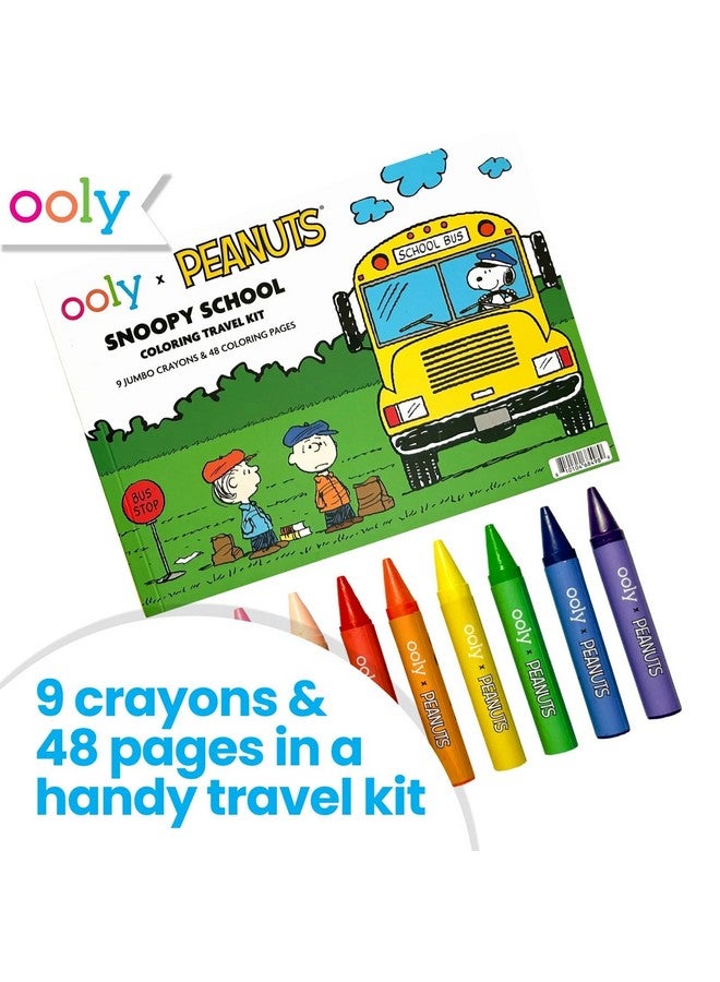 Ooly x Peanuts Travel Art Kit with 9 Jumbo Crayons & 48 Themed Coloring Pages & Case for Easy Traveling Art Creation, Perfect Airplane Travel Set to Entertain Kids - Image 3