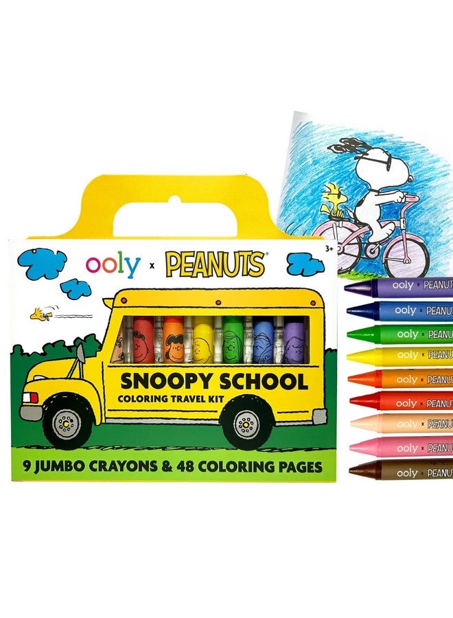 Ooly x Peanuts Travel Art Kit with 9 Jumbo Crayons & 48 Themed Coloring Pages & Case for Easy Traveling Art Creation, Perfect Airplane Travel Set to Entertain Kids - Image 1