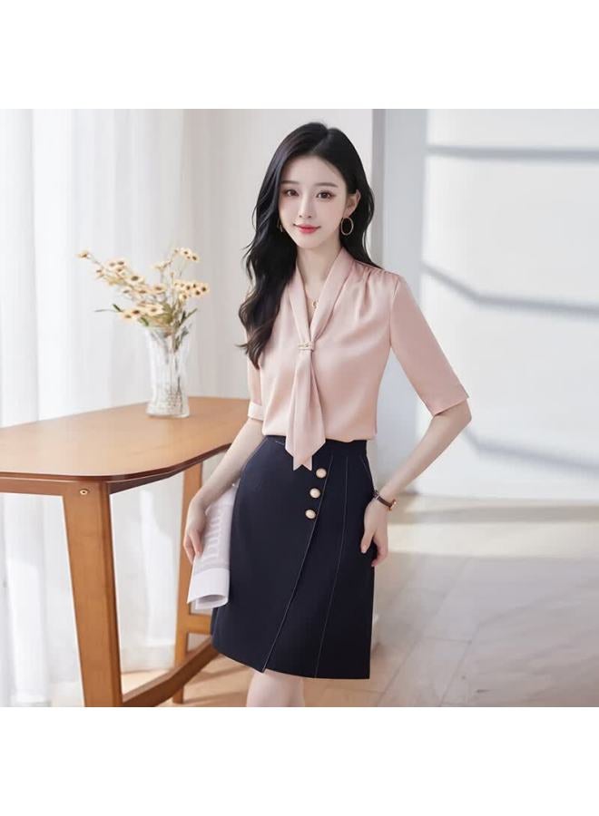 Teluoman Spring And Summer Slimming A-line Skirt For Women, Mid-length Skirt, Fashionable Versatile Commuter High-waist Pee Black Skirt 7003 - Image 4