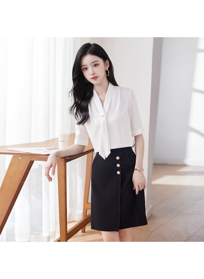 Teluoman Spring And Summer Slimming A-line Skirt For Women, Mid-length Skirt, Fashionable Versatile Commuter High-waist Pee Black Skirt 7003 - Image 5