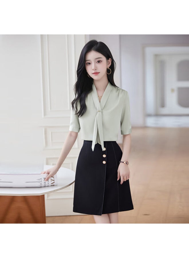 Teluoman Spring And Summer Slimming A-line Skirt For Women, Mid-length Skirt, Fashionable Versatile Commuter High-waist Pee Black Skirt 7003 - Image 2