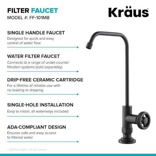 KRAUS Urbix 100% Lead-Free Kitchen Water Filter Faucet in Matte Black, FF-101MB - Image 5