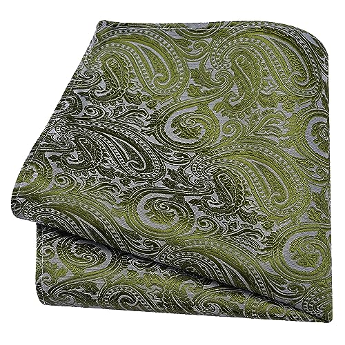 GUSLESON Olive Green Tie for Men Wedding Paisley Necktie Pocket Square Cufflinks and Lapel Pin Brooch Set (IN6103-07) - Image 4