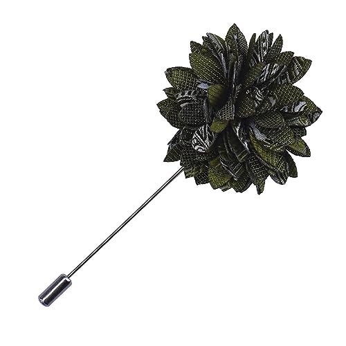 GUSLESON Olive Green Tie for Men Wedding Paisley Necktie Pocket Square Cufflinks and Lapel Pin Brooch Set (IN6103-07) - Image 5