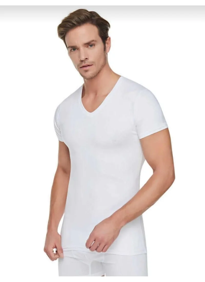 Tutku 0107 Men's Rib V Neck Undershirt 10 Pieces