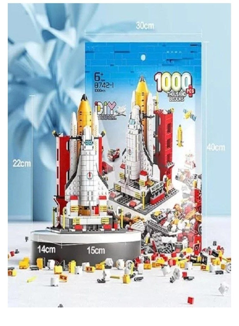 مجموعة مكعبات بناء صاروخ استكشاف الفضاء، 6 في 1 بتصميم الفضاء والعلوم والتكنولوجيا والهندسة والرياضيات، 1000 قطعة - Image 2