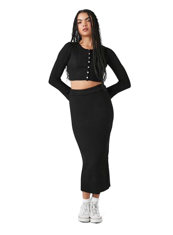 FOREVER 21 Rib-Knit Long-Sleeve Top & Skirt Set - Image 2