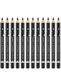 Excefore 12 Piece Waterproof Brow Pencil, Sweatproof Long Lasting Makeup Pencil, Eyebrow Eyeliner Pencils Makeup Pen, Women Professional Eye Makeup Pencil (Black)  - Image 1