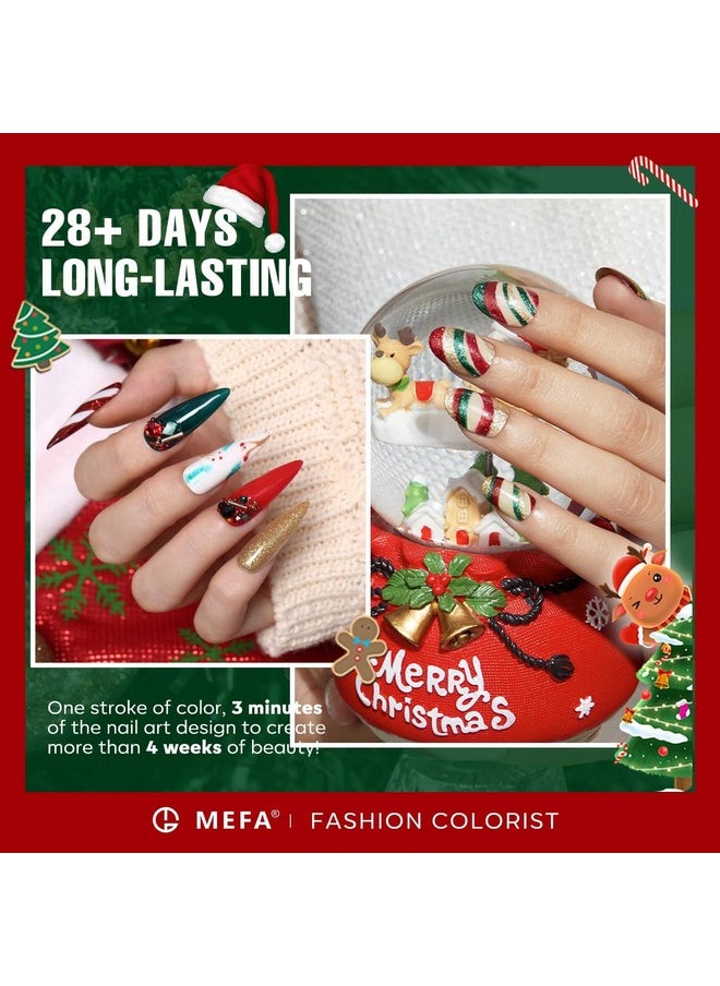 MEFA - Christmas Gel Nail Polish Set Limited Edition, 6 Colors Burgundy Red Dark Green Glitter Gel Polish Winter Silver Gold Sparkle Nail Polish Manicure Soak Off Diy Salon Christmas Decorations Gifts - Image 1