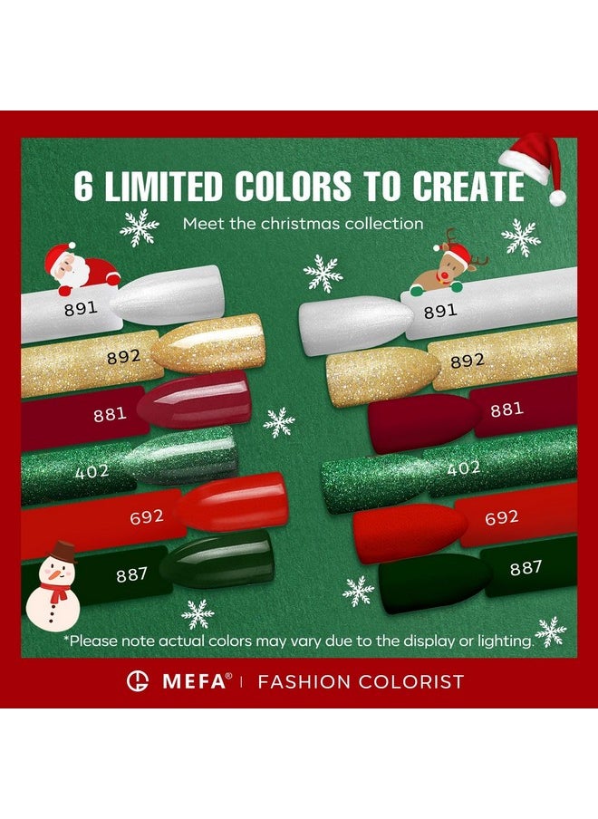 MEFA - Christmas Gel Nail Polish Set Limited Edition, 6 Colors Burgundy Red Dark Green Glitter Gel Polish Winter Silver Gold Sparkle Nail Polish Manicure Soak Off Diy Salon Christmas Decorations Gifts - Image 1