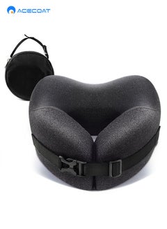 ACECOAT Neck Pillow for Travel, Memory Foam Travel Pillow with Hood, Adult Airplane Pillow for Head Rest Neck Support, Portable Pillow for Office Cars Trains Long Flights Sleeping (Black)  - Image 1