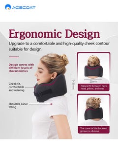 ACECOAT Neck Pillow for Travel, Memory Foam Travel Pillow with Hood, Adult Airplane Pillow for Head Rest Neck Support, Portable Pillow for Office Cars Trains Long Flights Sleeping (Black)  - Image 3