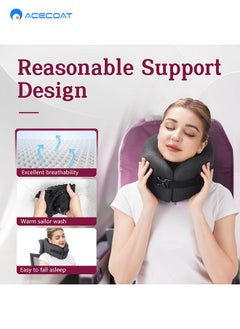 ACECOAT Neck Pillow for Travel, Memory Foam Travel Pillow with Hood, Adult Airplane Pillow for Head Rest Neck Support, Portable Pillow for Office Cars Trains Long Flights Sleeping (Black)  - Image 4