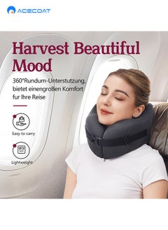 ACECOAT Neck Pillow for Travel, Memory Foam Travel Pillow with Hood, Adult Airplane Pillow for Head Rest Neck Support, Portable Pillow for Office Cars Trains Long Flights Sleeping (Black)  - Image 5