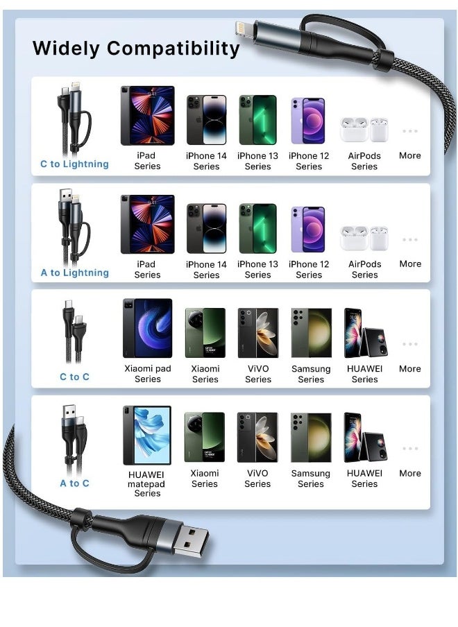 Generic - USB C Lightning Adapter Cable, USB C to USB C Adapter 60W PD [Fast Charging & Data Sync] 4 in 1 Multi Charger Cord for iPhone 14 13 12,MacBook Pro 2023 iPad Mini 6/Pro,Samsung Galaxy S22 S21 S20 - Image 1