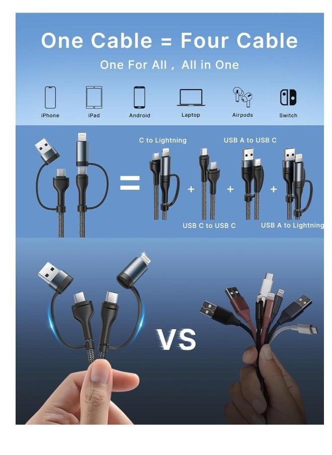 Generic - USB C Lightning Adapter Cable, USB C to USB C Adapter 60W PD [Fast Charging & Data Sync] 4 in 1 Multi Charger Cord for iPhone 14 13 12,MacBook Pro 2023 iPad Mini 6/Pro,Samsung Galaxy S22 S21 S20 - Image 1