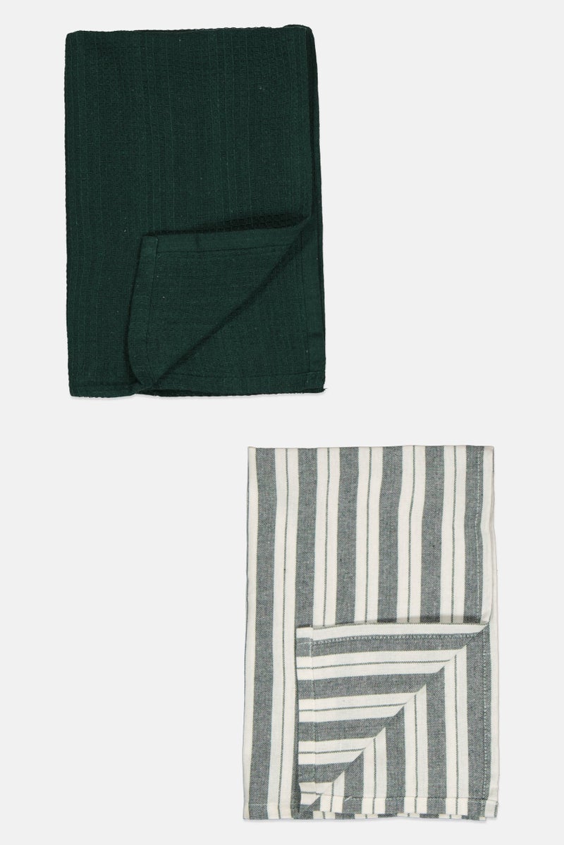 Muy Mucho 2 Pcs Kitchen Cloth, Green/White  - Image 2