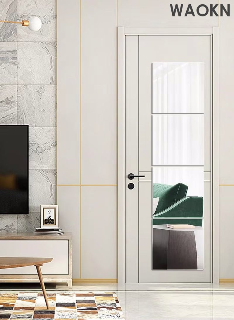 دبليو أيه أو كي أن بلاطات ملصقات حائط ثلاثية الأبعاد، طقم مرايا حائطية بدون إطار، مرآة مكياج، بلاط مرايا حائطية أكريليك غير قابل للكسر، مرآة حائطية كاملة الطول، ٢٠ سم × ٨ قطع، مرآة بلاستيكية مرنة، بلاط مرايا كامل الجسم، مناسبة لغرف النوم، الصالة الرياضية المنزلية، ديكورات الحائط. - Image 4