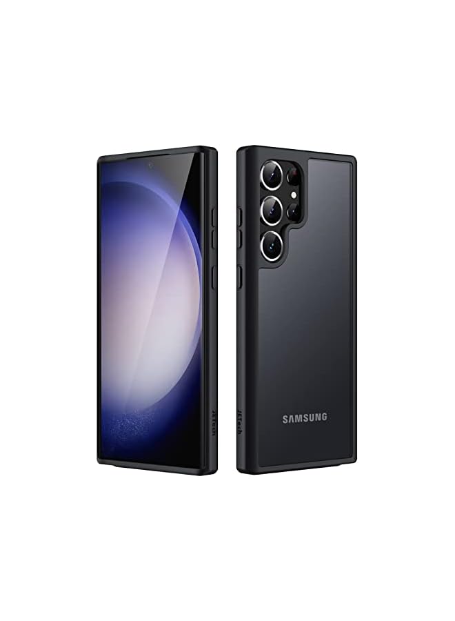 جي تيك حافظة JETech غير لامعة لهاتف Samsung Galaxy S23 Ultra 5G مقاس 6.8 بوصة، غطاء هاتف نحيف واقٍ خلفي شفاف، مضاد لبصمات الأصابع (أسود) - Image 1