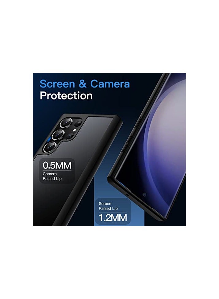 جي تيك حافظة JETech غير لامعة لهاتف Samsung Galaxy S23 Ultra 5G مقاس 6.8 بوصة، غطاء هاتف نحيف واقٍ خلفي شفاف، مضاد لبصمات الأصابع (أسود) - Image 4