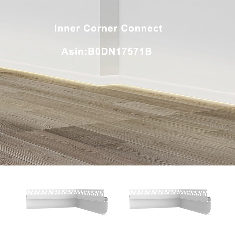 Besseto White Baseboard LED Aluminum Channel,3 x 2m Toe Kick LED Strip Light Aluminum Channel Profile Skirtingboard Baseboard Light for Living Room Bedroom Kitchen Home Theater(White 3Pack 2M 6.6ft) - Image 4