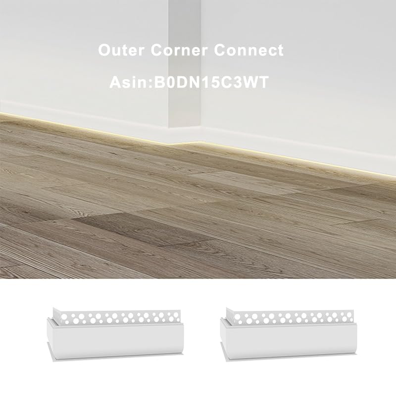Besseto White Baseboard LED Aluminum Channel,3 x 2m Toe Kick LED Strip Light Aluminum Channel Profile Skirtingboard Baseboard Light for Living Room Bedroom Kitchen Home Theater(White 3Pack 2M 6.6ft) - Image 3