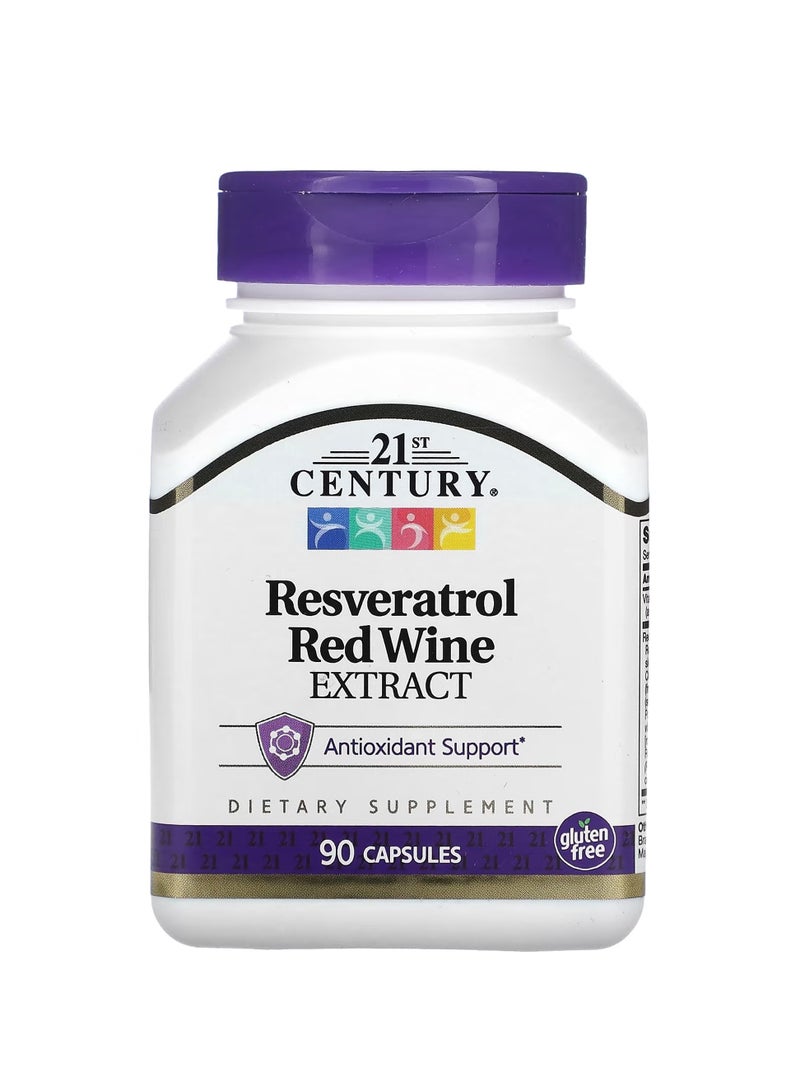 القرن الحادي والعشرون دعم مضادات الأكسدة بخلاصة النبيذ الأحمر ريسفيراترول - 90 كبسولة - Image 1