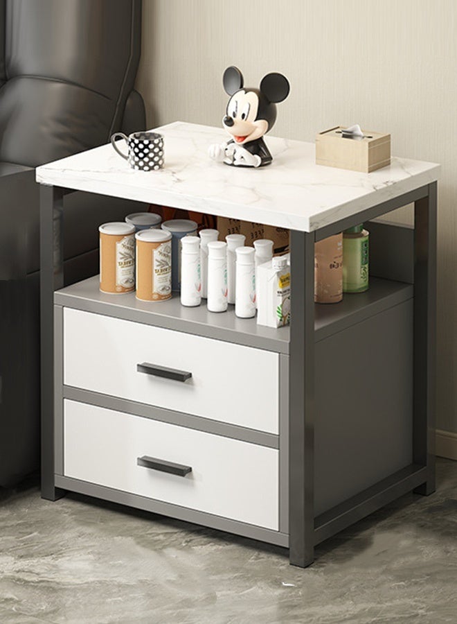 JCB CHIC طاولة جانبية متعددة الوظائف مع درجين، طاولة جانبية مولدن، خزانة تخزين بإطار خشبي، طاولة جانبية كبيرة السعة، حامل تخزين موفر للمساحة لغرفة النوم وغرفة المعيشة (2 قطعة) - Image 1