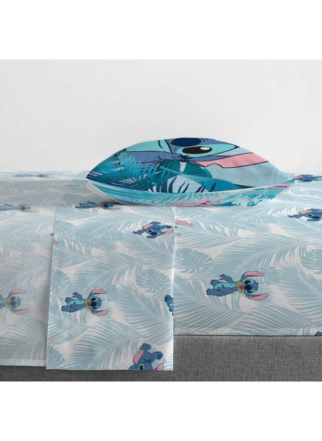 Jay Franco - Disney Lilo And Stitch Floral Fun Twin Sheet Set - 3 Piece Set Super Soft And Cozy Kid S Bedding - Fade Resistant Microfiber Sheets Official Disney Product - Image 1