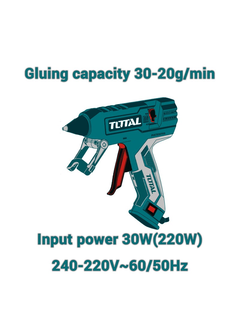 TOTAL Total Hot Glue Gun, 30W/220W, 11.2mm, with 8 Glue Sticks 150mm  - Image 4