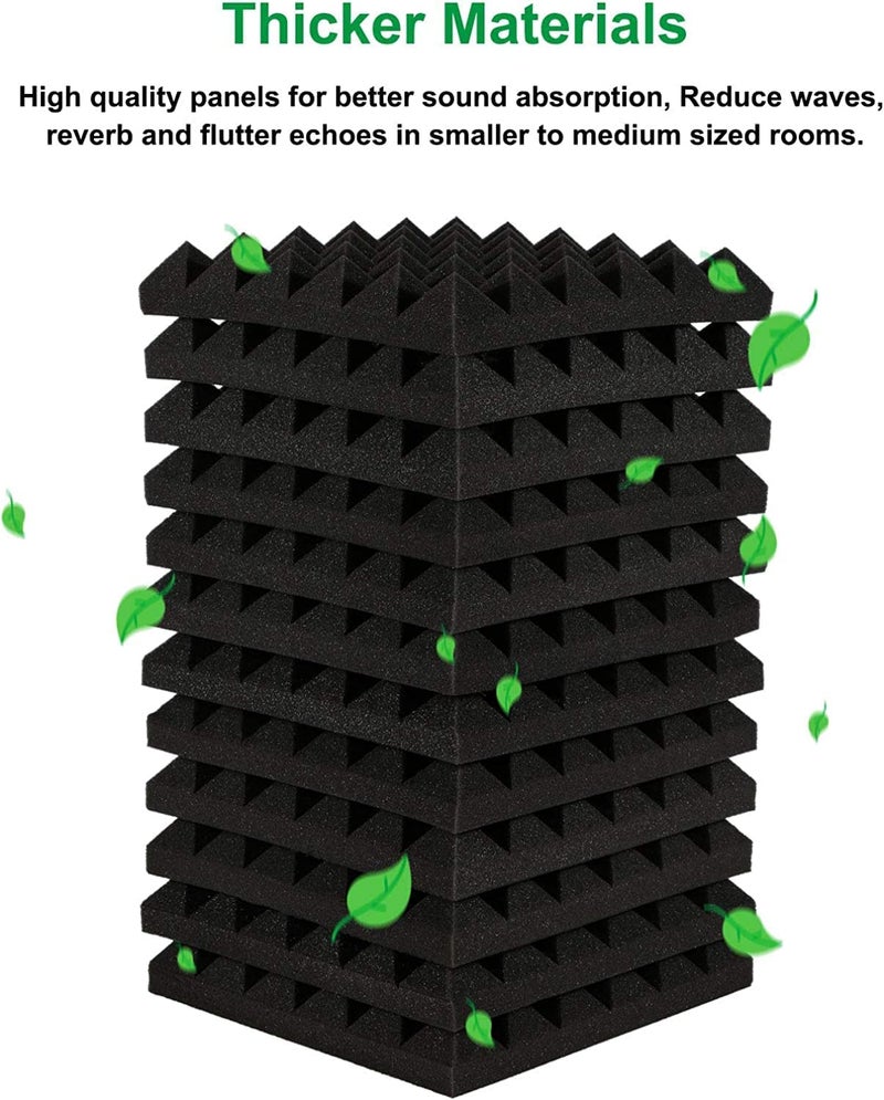 KS AUDIOSOUL KS Studio Soundproofing Pyramid Acoustic Foam Panels 2"x12"x12" (Black) High Density | Sound Absorber Professional Charcoal | Studio & Home Decreasing Noise and Echoes (Pack of 6) - Image 4