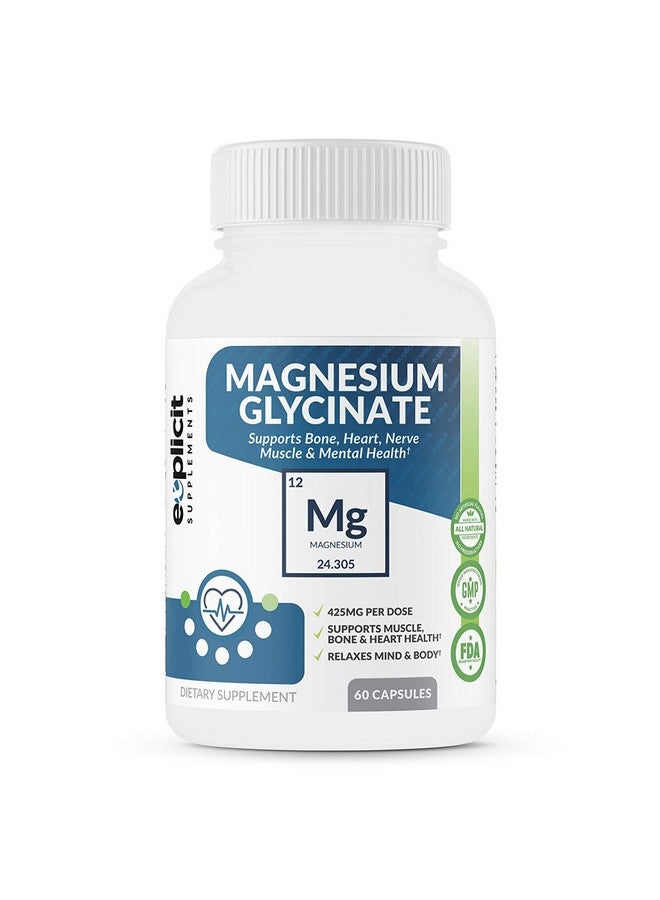 eXplicit Supplements Pure Magnesium Glycinate 425Mg 100% Chelated 60 Capsules Made In Usa 1 Month - Image 4