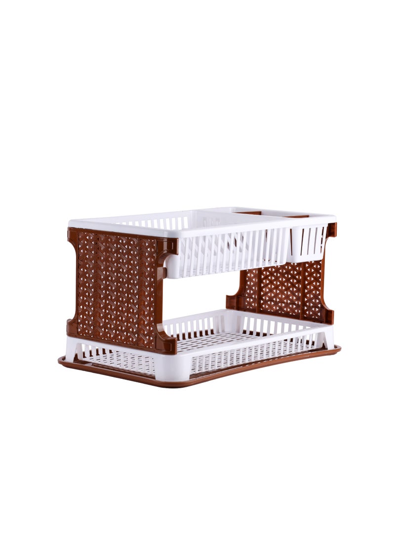Royalford DryZone 2-Layer Dish Rack RF13041 Organizer for Kitchen for Plates, Bowls, Cutlery, Cups,12 Plates Plastic Drying Stand with Drainer Board Assorted Colors Assorted Colors - Image 2