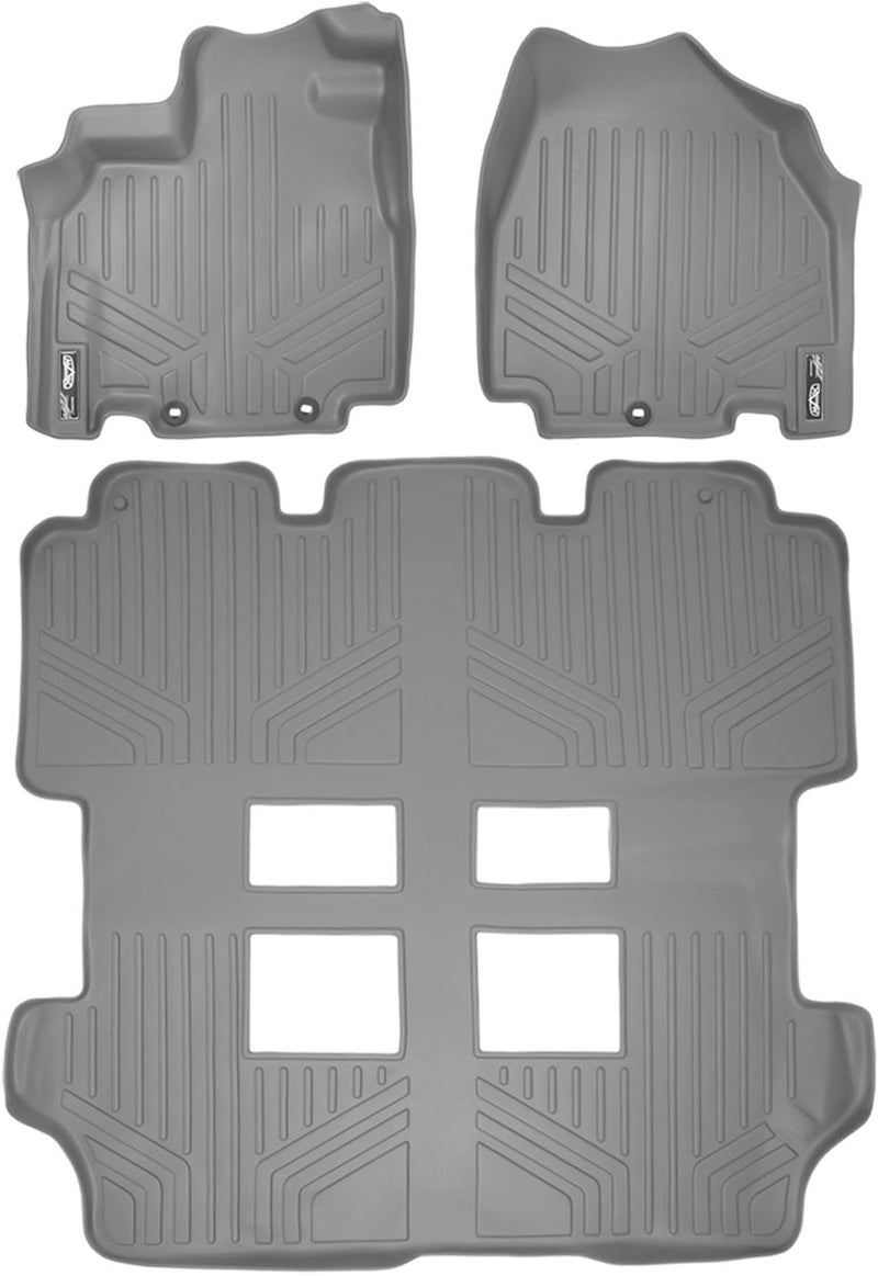 SMARTLINER Custom Fit Floor Mats 3 Row Liner Set Grey for 2011-2017 Honda Odyssey - All Models - Image 1